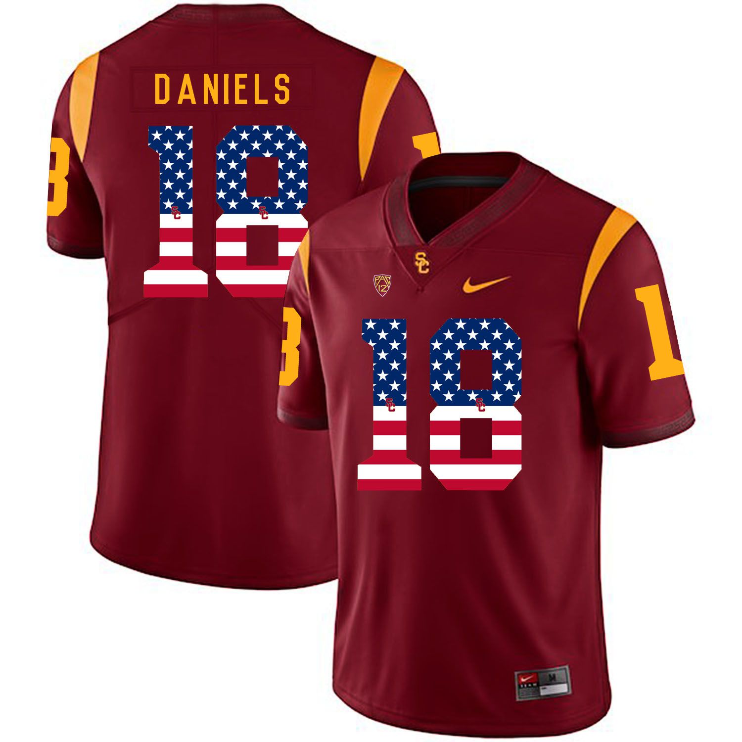 Men USC Trojans #18 Daniels Red Flag Customized NCAA Jerseys